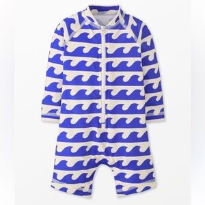 Hanna Anderson Blue and White Wave Pattern Swim Suit Size 3T